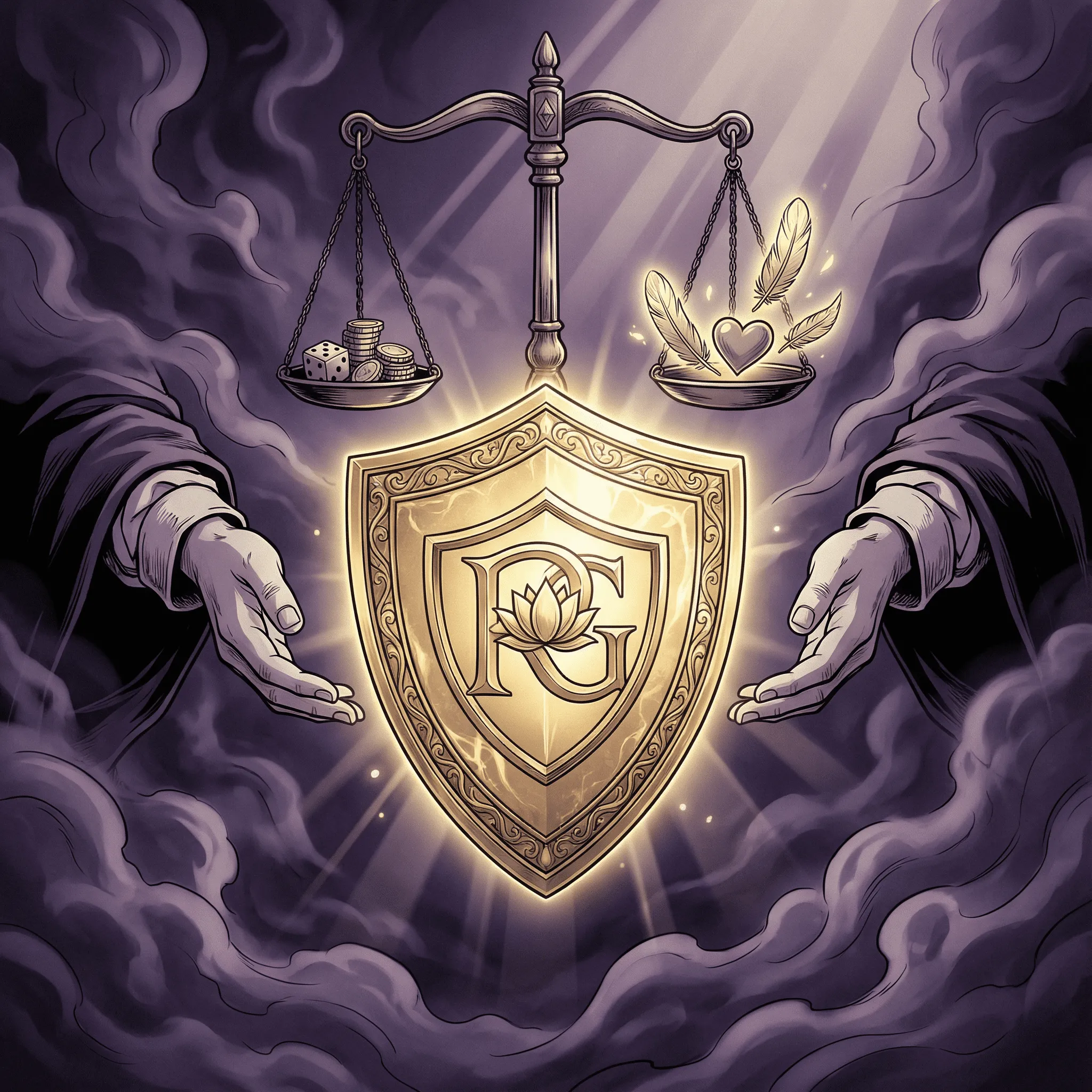 Símbolo de jogo responsável com escudo protetor